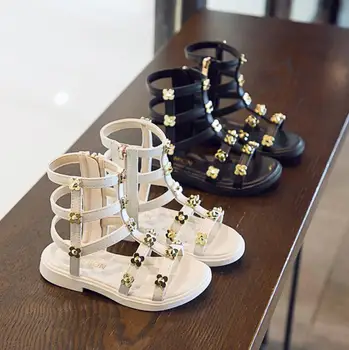 

Fashion summer Girls Roman sandals Handmade Baby sandals Kids shoes Princess shoes Non-slip Children leathe Sandals for kids