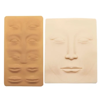 

1x 3D Face Practice Skin Design Fake for Beginners 3D Permanent Makeup Lips Eyebrow Face & 1Pcs Silica Gel 3D Practice Skin Eye