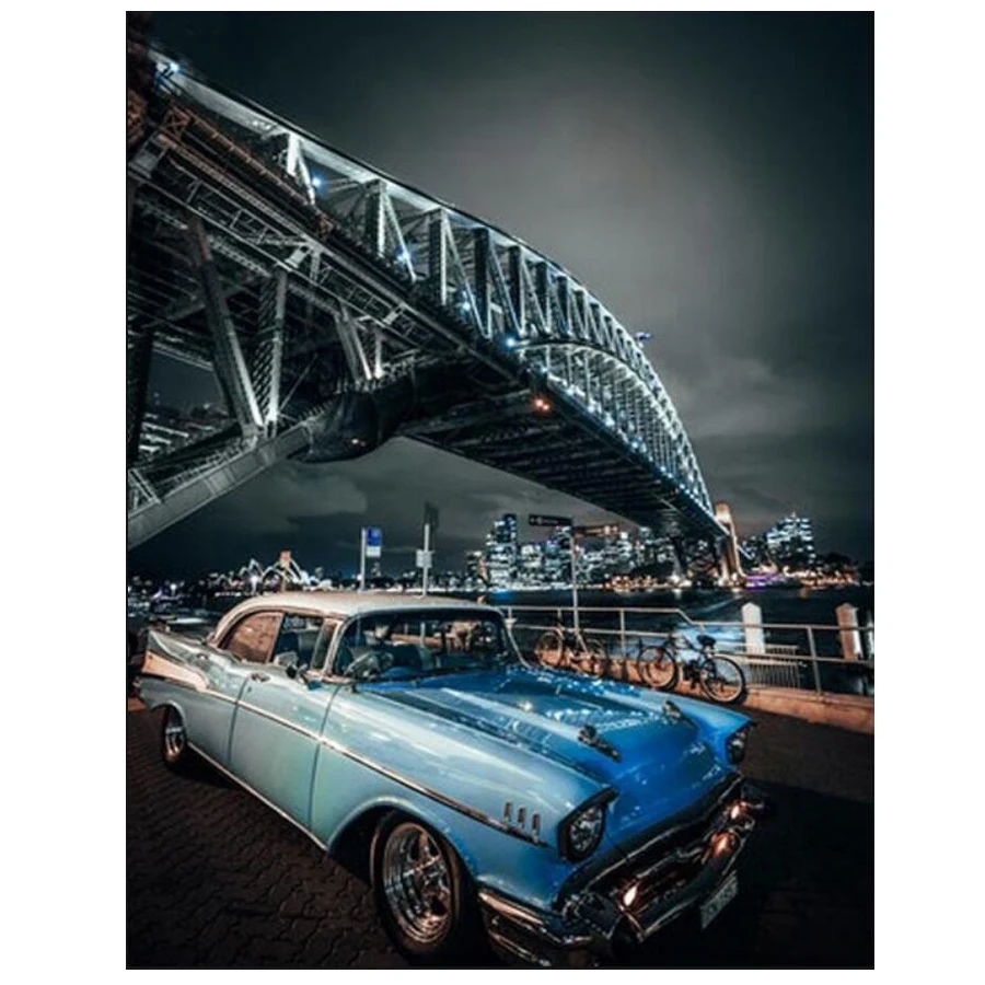 

5D DIY Diamond Painting Night city view 3D Diamond Embroidery Sale Cross Stitch Car & bridge Home Decor Round drill gift AA307