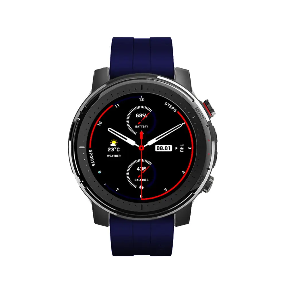 Темно-синий Силиконовый браслет Смарт-часы ремешок для Huami Amazfit Stratos 3& Stratos 2& Stratos 1 для Amazfit Pace/GTR 47 мм браслет - Цвет: Темно-синий