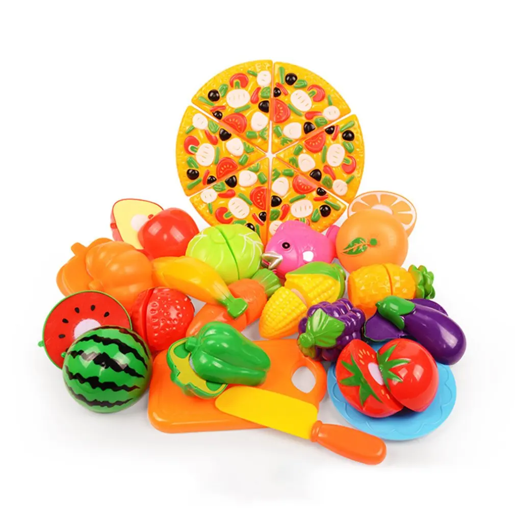 24 шт./лот, Детские ролевые игры, домашние игрушки, разделочные фрукты, пластиковые овощи, еда, кухня, классические детские развивающие игрушки