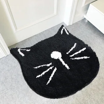 

Gray Entrance Mat Cat Shape Floor Mat Anti-Slip Floor Kitchen Carpet Toilet Water Absorption Rug Porch Doormat