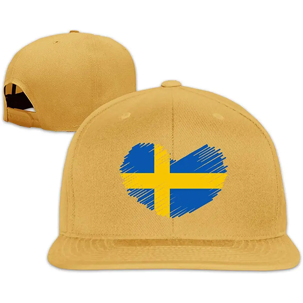 Шведский флаг в форме сердца мужчин и женщин бейсболка, взрослых хип-хоп Snapback шляпы