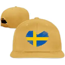 Шведский флаг в форме сердца мужчин и женщин бейсболка, взрослых хип-хоп Snapback шляпы
