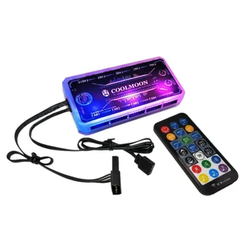 

COOLMOON Remote RGB Lighting Music Controller Chassis Fan Desktop Computer Chassis Fan Controller RF Remote Control