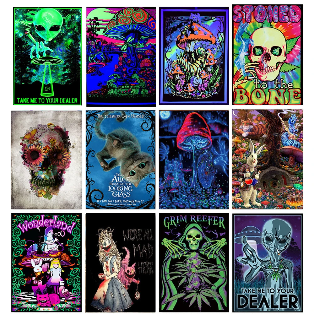 Постер с изображением чужого psychedelic art абстрактная струйная печать кабинет