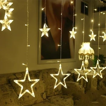 

LED Lamp String Fairy String Light Romantic Durable Moon Star 220V 8 Modes Party Decoration Outdoor Moon Star Lamp String