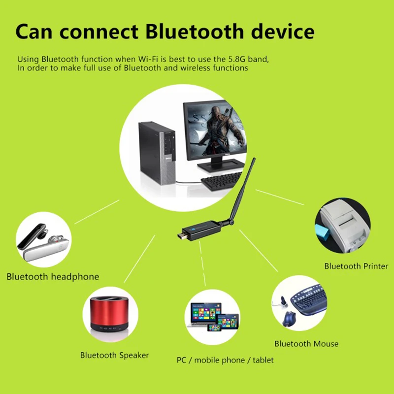 Zapo W67L-5Db 600 Мбит/с 5G двухдиапазонный Bluetooth 4,0 Usb Wifi адаптер беспроводной 802,11 Ac поворотная антенна сетевая карта для рабочего стола