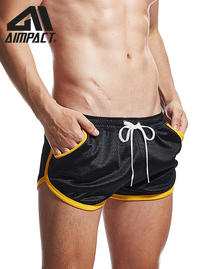 aimpact athletic polegada workout gym booty calções de banho sexy para homem maratona correndo pijamas