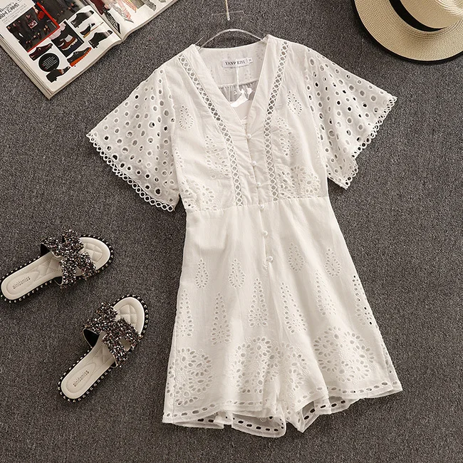 

2019 Summer New Fashion Jumpsuit Korean The High Waist Was Thin Shorts Wide Leg Pants Casual Jumpsuit Female Free Shipping