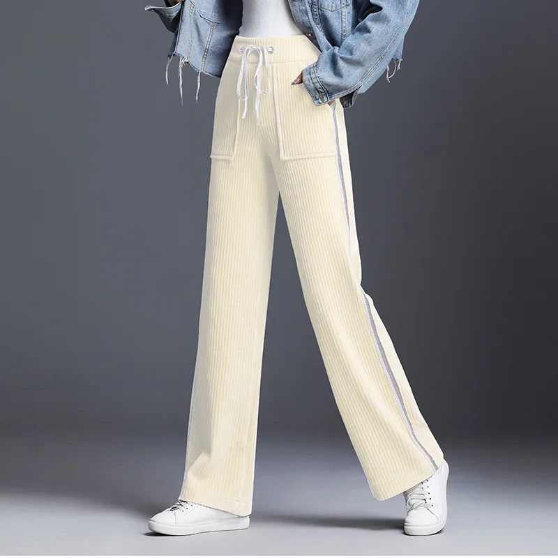 Pantalon femme mujer новые вельветовые широкие женские брюки-карго ремень для верхней одежды повседневные брюки OL - Цвет: Beige