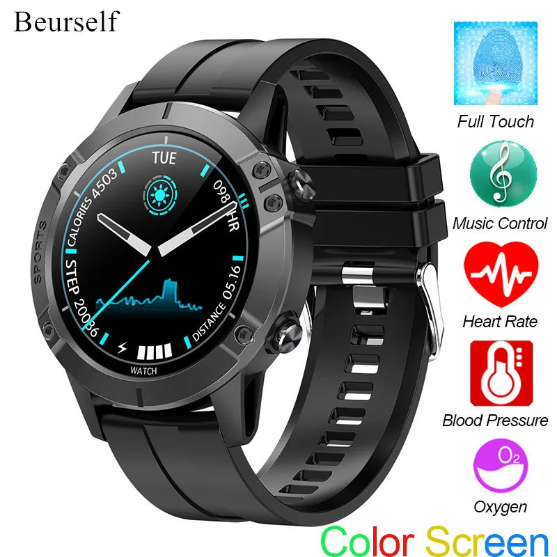 

Beurself Touch Sport Smart Watch T11 Bluetooth Heart Rate Monitor Smart Bracelet Fitness Tracker Color Screen Music Control Band