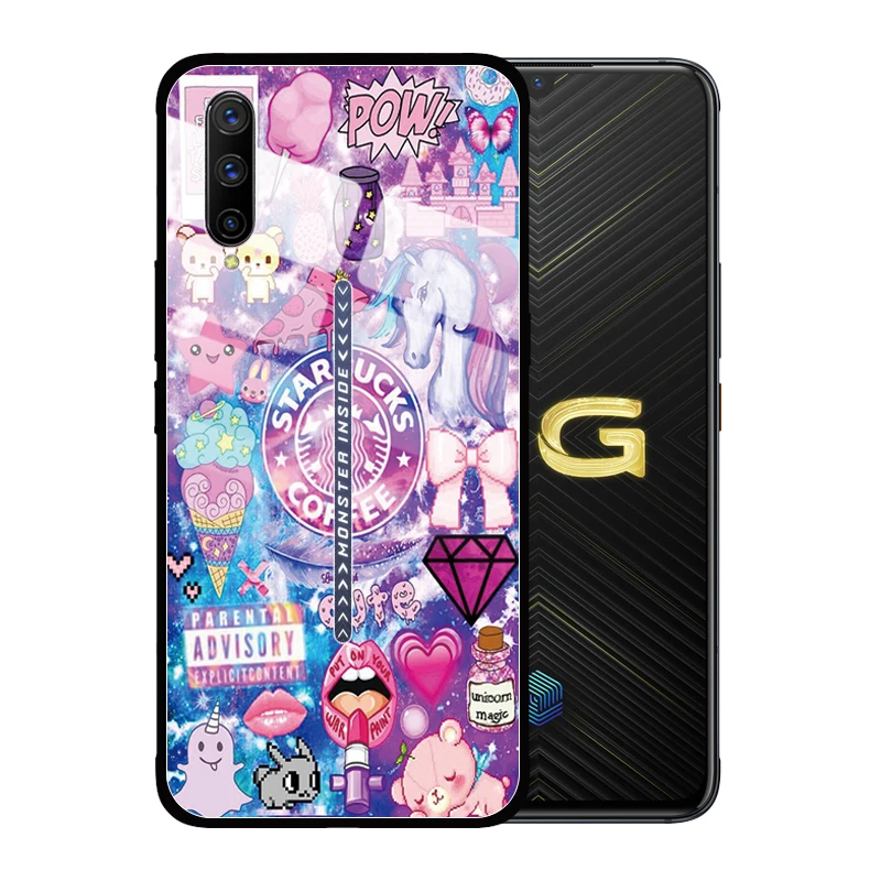 Милый единорог мультфильм милый закаленное Стекло чехол Чехол для VIVO Z5X Z5 Z3 Z3i Z1 Z1i