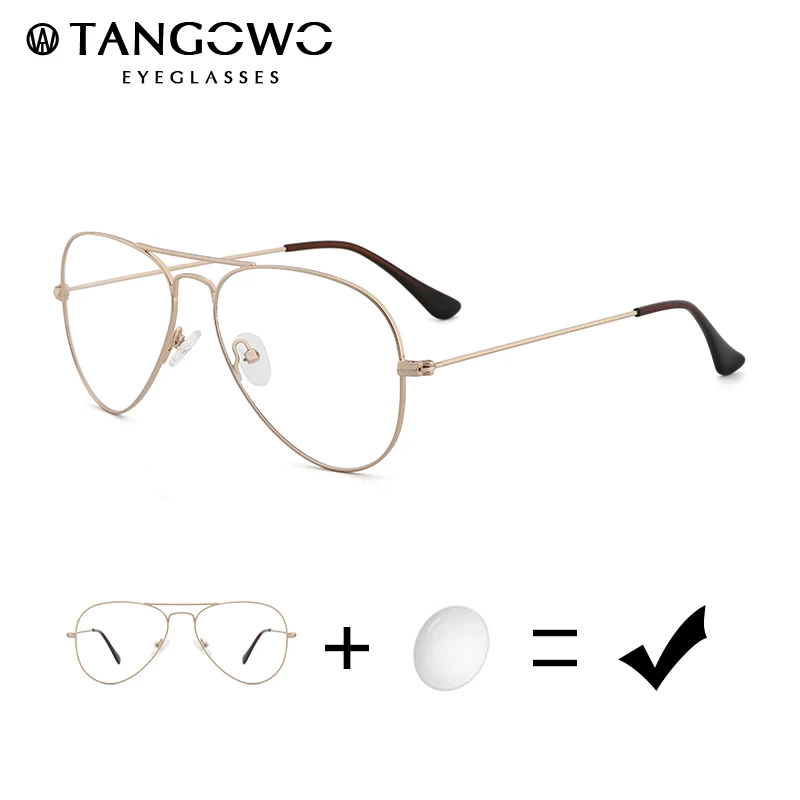 

TANGOWO Mens Myopia Glasses Optical Eyeglasses Male Prescription Eyeglasses Metal Glasses Frame Grade Glass Degree Eyewear