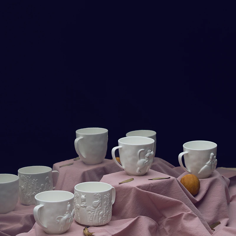 

9.2cm High Shor Mug cup Emboss Mug cup Famous designer Cat general Night unicorn Moonlight map
