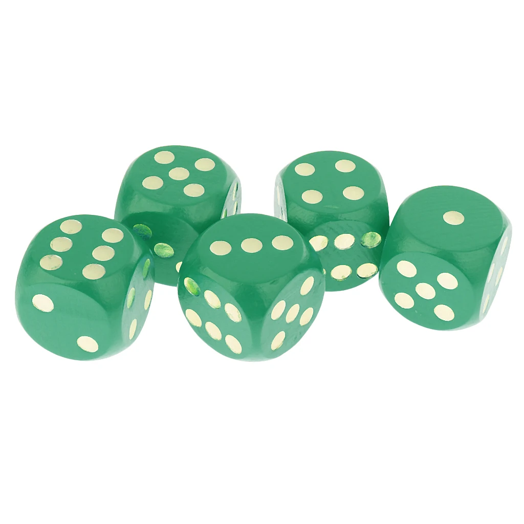 6 Sided Large Wooden Dice Game Supplies 30mm for Dungeons & Dragons TRPG Board Games, Pack of 5