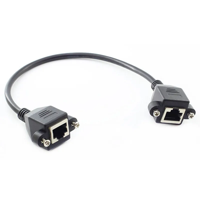 

RJ45 Cable Female to Female Screw Panel Mount Ethernet LAN Network 8 Pin 90 Degree Right Angle Extension Cable 0.3m 0.6m 1m