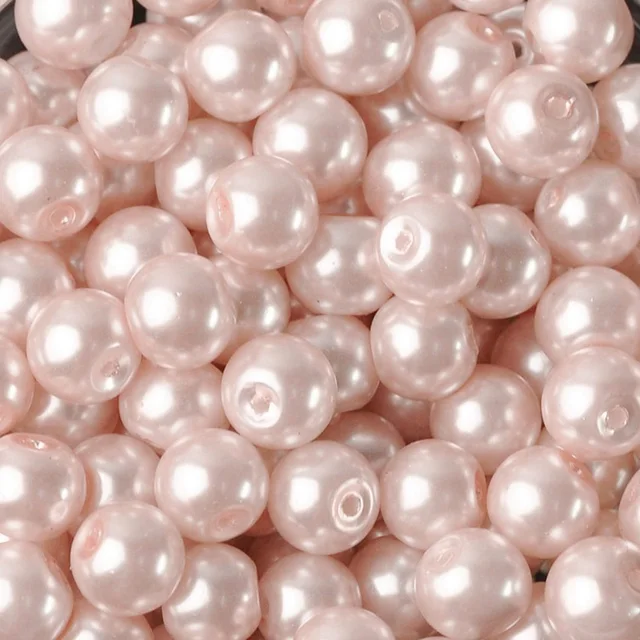 Lot Colors Round Pearl Coated Glass 4mm 6mm 8mm 10mm 12mm 14mm 16mm Loose Spacer Beads for Jewelry Making DIY Crafts Light Pink