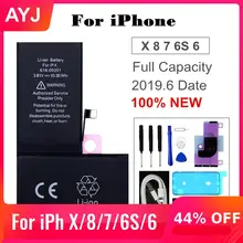 1 AYJ аккумулятор для iPhone X 7 8 6S 6, Сменные Аккумуляторы для мобильных телефонов с большой емкостью, бесплатные инструменты, usb-кабель