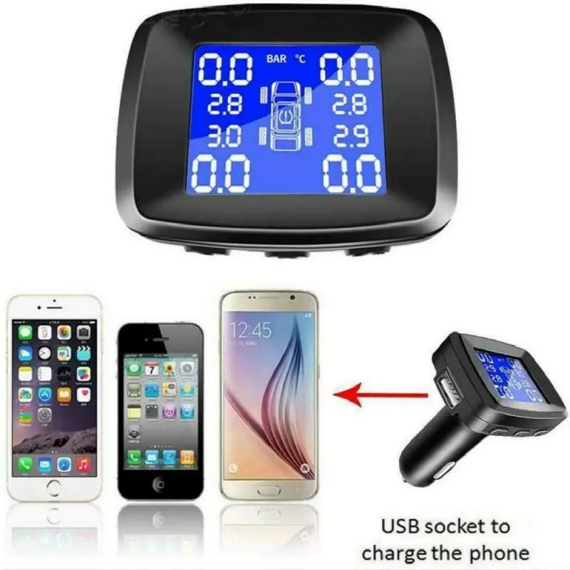 CAR Wireless TPMS Car Tire Pressure Alarm Monitor System Auto Security Systems Tyre Gauges Temperature Warning | Автомобили и