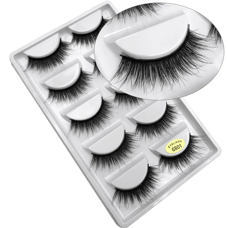 

G800 3D Mink Hair False Eyelashes Soft Natural Thick Long 5Pairs Professionals Eyelash Extension Tool Wholesale