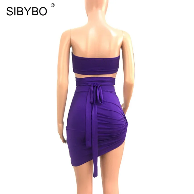 Sibybo, сексуальное Бандажное платье без бретелек с открытыми плечами, женское платье без рукавов, Асимметричное мини-платье, летнее женское платье для ночного клуба, вечерние женские платья