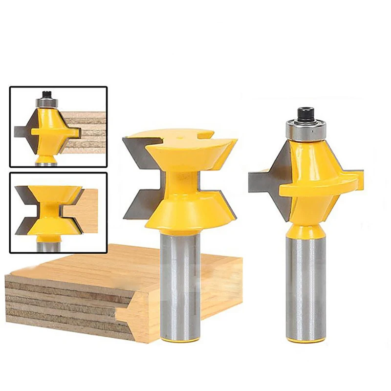 

OOTDTY New 2Pcs 1/2" Shank Router Bit Set 120 Degree Woodworking Groove Chisel Cutter Tool