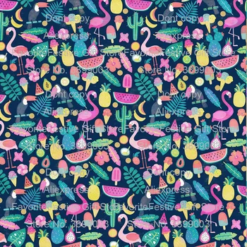 

Sewing Fabric Multi Color Flamingo Tropical rain forest fruit rayon Cotton Fabric For Quilting Patchwork Home Textile Material