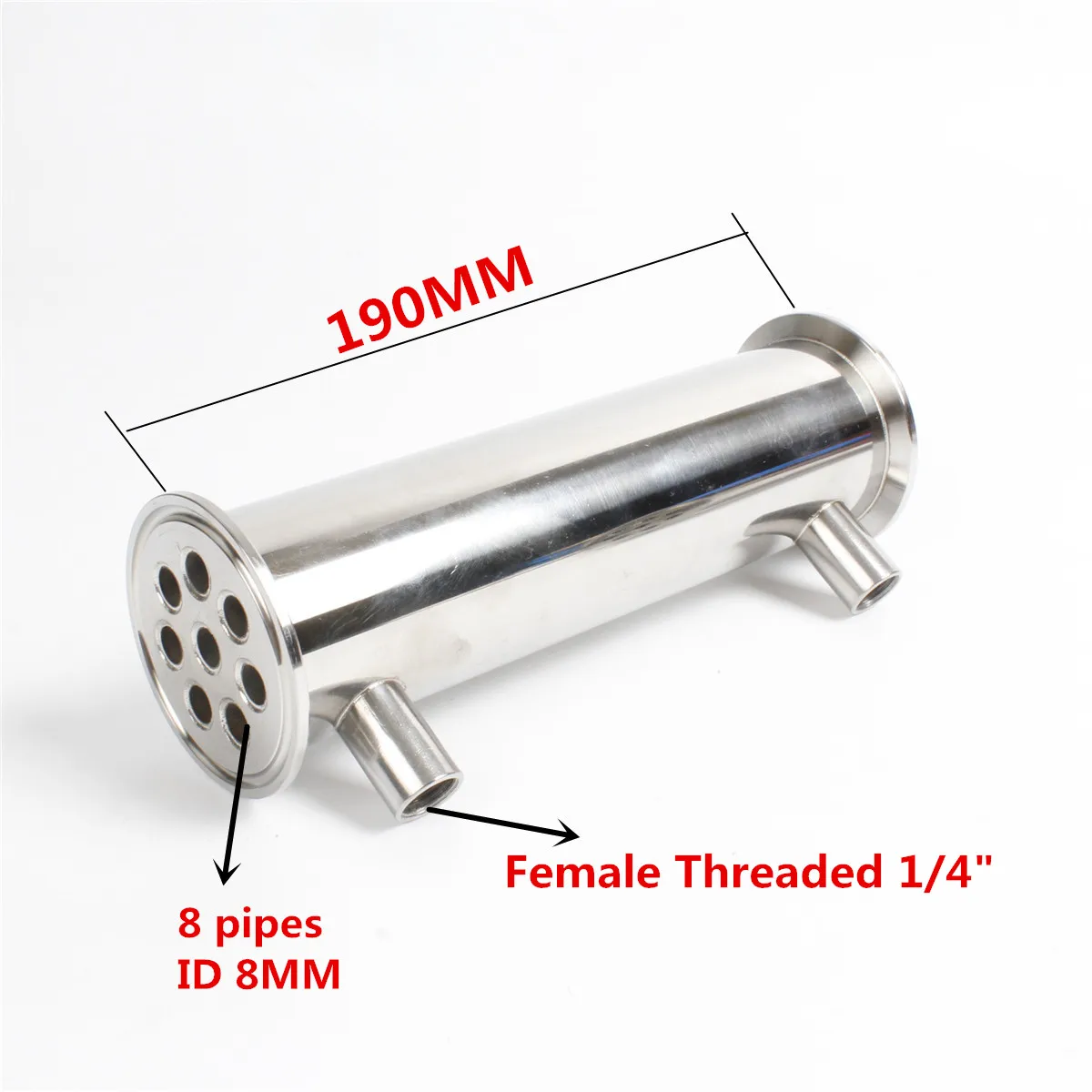 2 &quot51 мм (OD64mm) Dephlegmator/конденсатор/рефлюкс Длина 190 8 труб ID8mm нержавеющая сталь 304