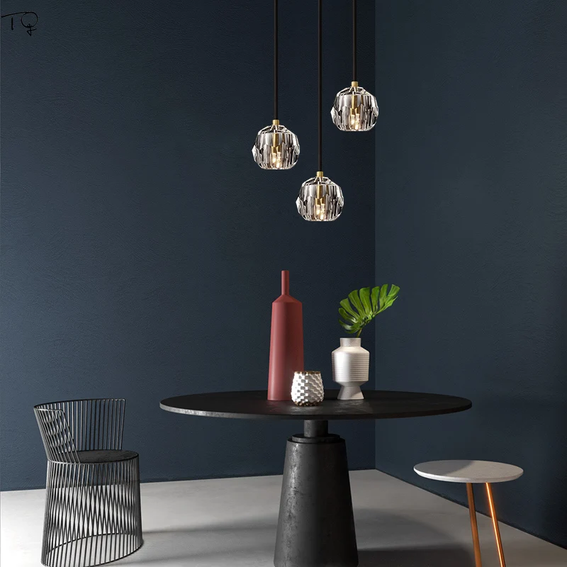 Simple Modern K9 Crystal Ball Pendant Light Art Designer Luxury Lustre Led Hanging Lamp Bedside Bedroom Living Room Study Studio