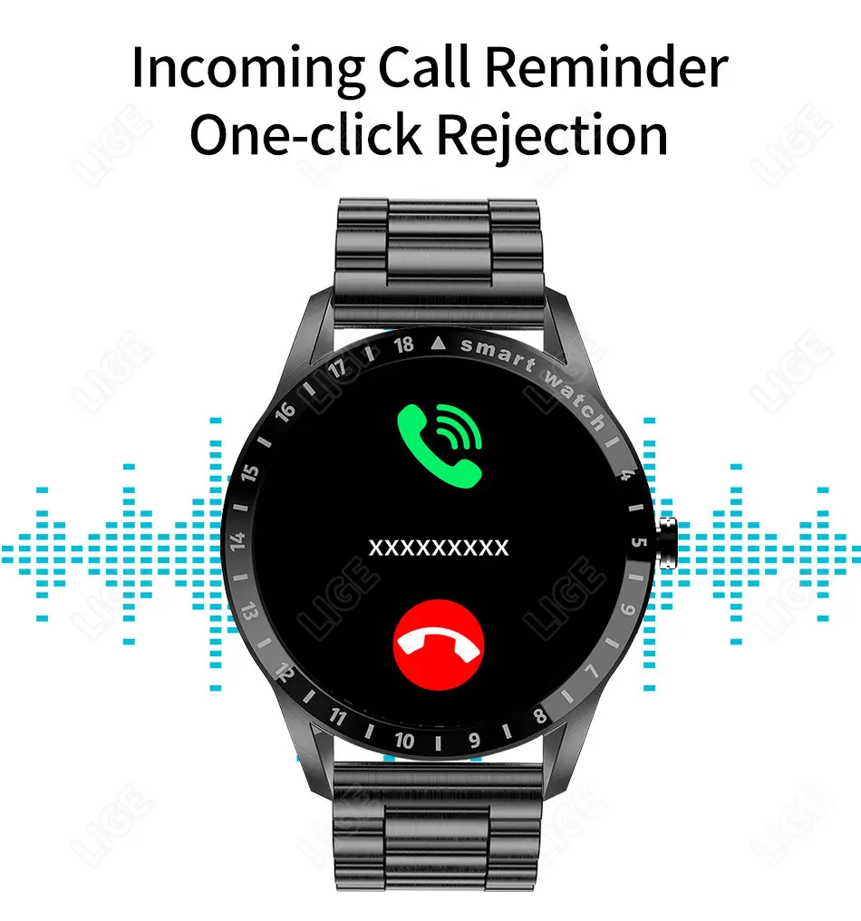 LIGE 2022 New Full Touch Round AMOLED Screen Smart Watch Men Sport Fitness IP68 Waterproof Mens Bluetooth Smartwatch Android iOS