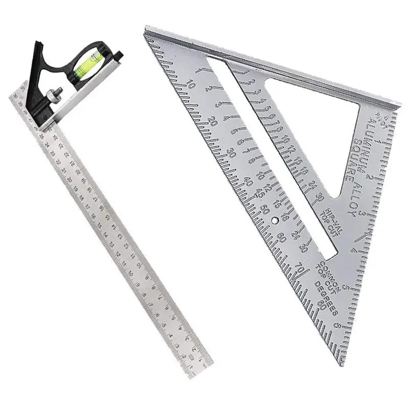 

EASY-Adjustable Engineer Ruler -2 Piece 300mm Adjustable and Measuring Square Ruler Engineer Combination Try Square Set Right An