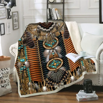 

PLstar Black Native Indian Lakota Skull buffalo soldier Blanket 3D print Sherpa Blanket on Bed Home Textiles Dreamlike style-8