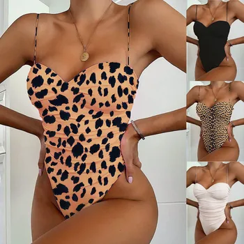 

High Waisted Bathing Suit Women One Piece Swimming Suit Sexy Bandage Push-up Pad Swimwear Womens 2020 Summer Monokini Swimsuit #
