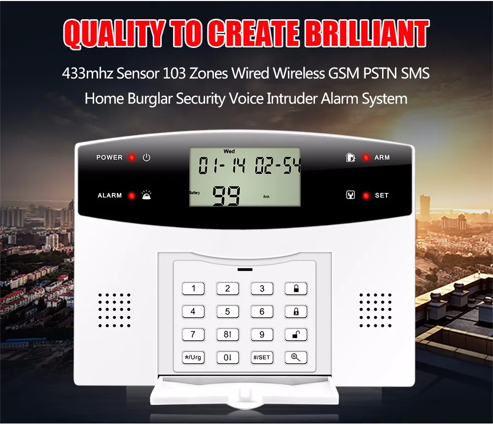

Fuers G2 GSM PSTN Alarm System Wireless Home Security Burglar Alarm Support 433Mhz Motion Sensor Russian Spanish Languages