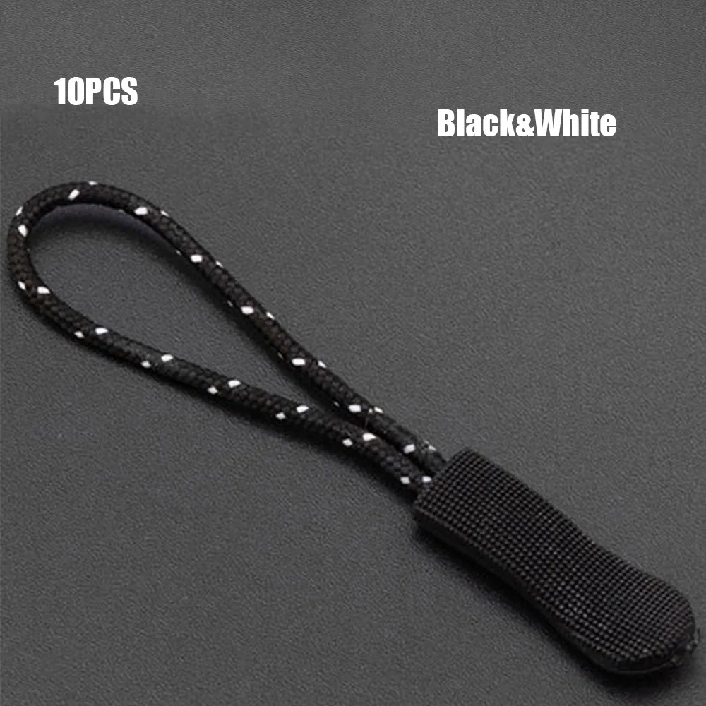 black white 10 шт. аксессуары для сумок, Съемник на молнии, подходит для веревочной бирки, фиксатор на молнии, сменный зажим, сломанная Пряжка, дорожная сумка, чемодан, палатка - Цвет: black white