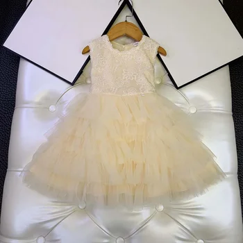 

European and American children's wear 2020 summer new style Sleeveless lace cake arrangement lace-up Baby girl dress
