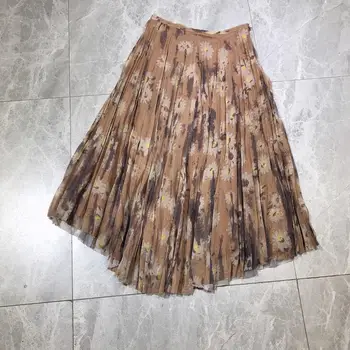 

106347 fashion New polyester cotton women brown skirt Casual summer
