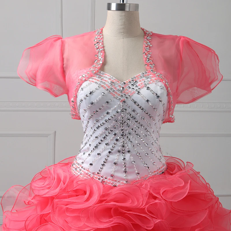 Quinceanera Dresses Sweet 16 Dress Girl Party Beaded Pageant Gowns Jiayigong Ruffled Organza With Jacket Detachable Skirt