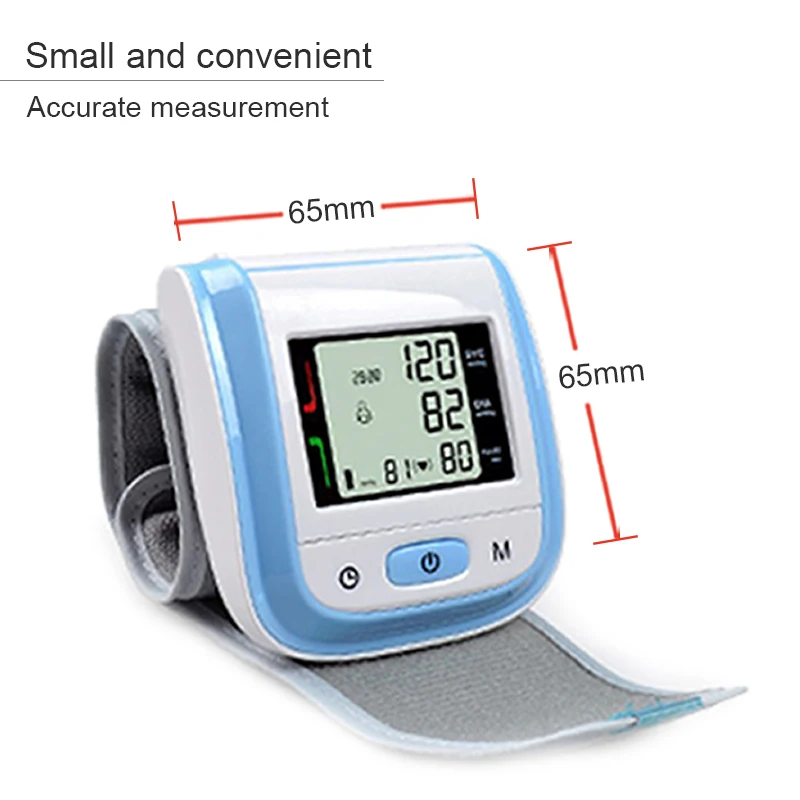 Rechargeable Wrist Blood Pressure Monitor Automatic Blood Pressure Kit Bp  Cuff Wrist Cuff Tonometer Profesional Heart Rate Monitor 