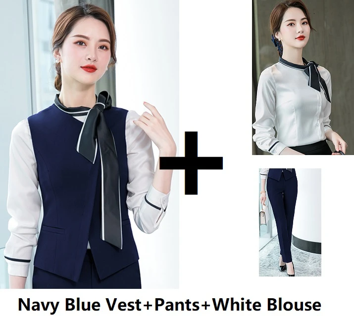 5 Формальная форма, дизайн, женские брючные костюмы, весна-осень, профессиональный женский офисный жилет и жилет, комплект, брюки, костюмы, блейзеры, комплект - Цвет: 5