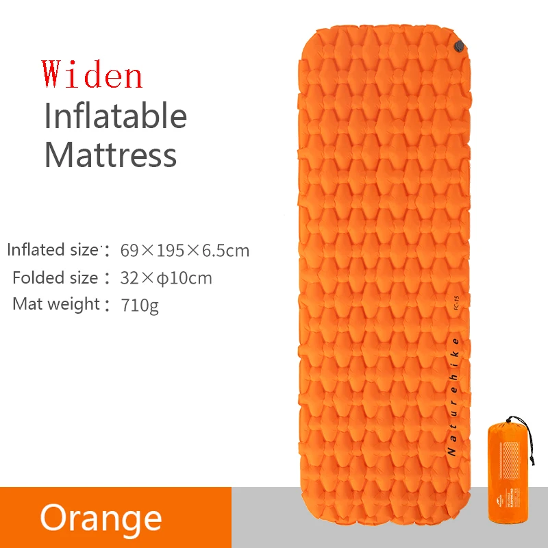 Naturehike нейлон ТПУ Открытый коврик легкий влагостойкий воздушный коврик портативный надувной матрас кемпинг матрас - Цвет: Orange-Widen