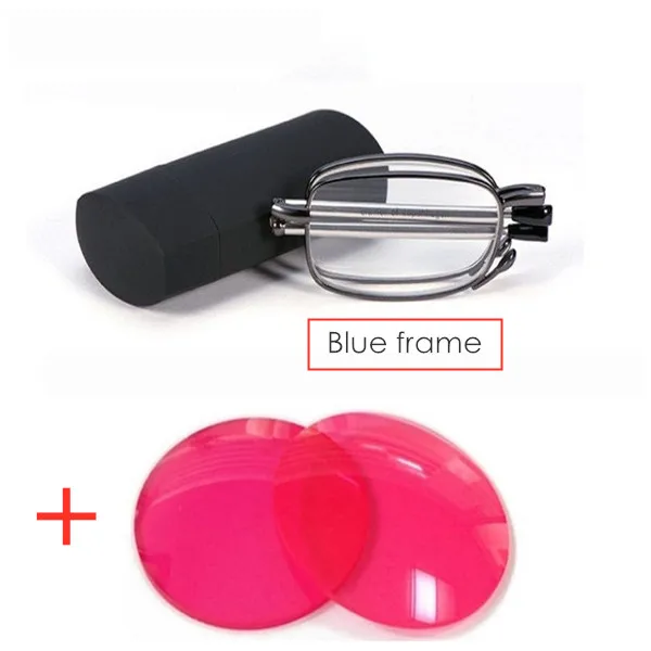 Складывающиеся на заказ цветные очки для слепоты, корригирующие очки для женщин и мужчин, мини цветные слепые очки, очков, чехол - Цвет линз: Red Red