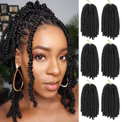 SAMBRAID Spring Twist Hair 8 Inch Fluffy Spring Twist Crochet Braiding Hair Bomb Twist Spring Crochet Hair for Black Women Hair