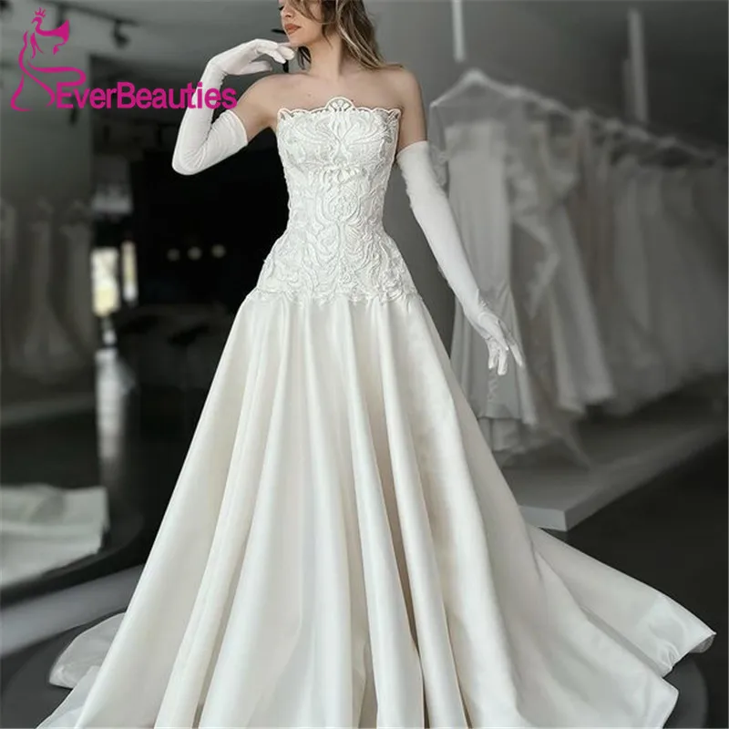

Vestido De Novia Satin Wedding Dresses 2021 Long Train Wedding Gowns A-Line свадебное платье Robe De Mariee