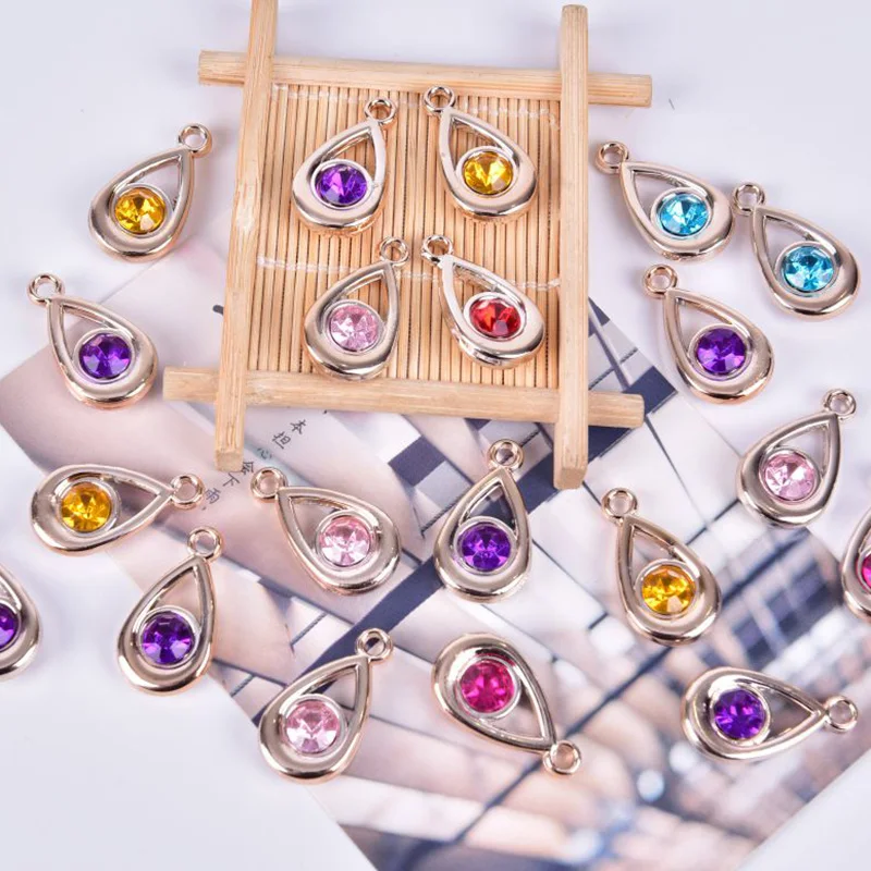 

20 piezas colgantes de corazón de perforación para DIY pulsera collar joyería Color plata acrílico cristal círculo corazón encantos hacer accesorios