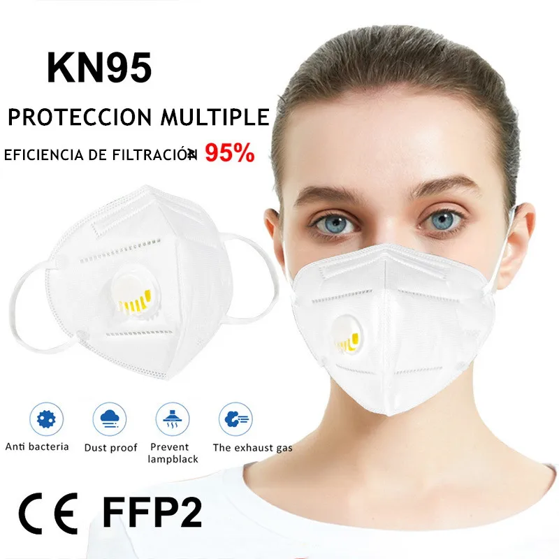 

100 PCS KN95 Anti-fog 95% Filtration FFP2 Dust Mask for Adults PM2.5 Anti-face Mouth Warm Masks Mascaras Entrega 24 Horas