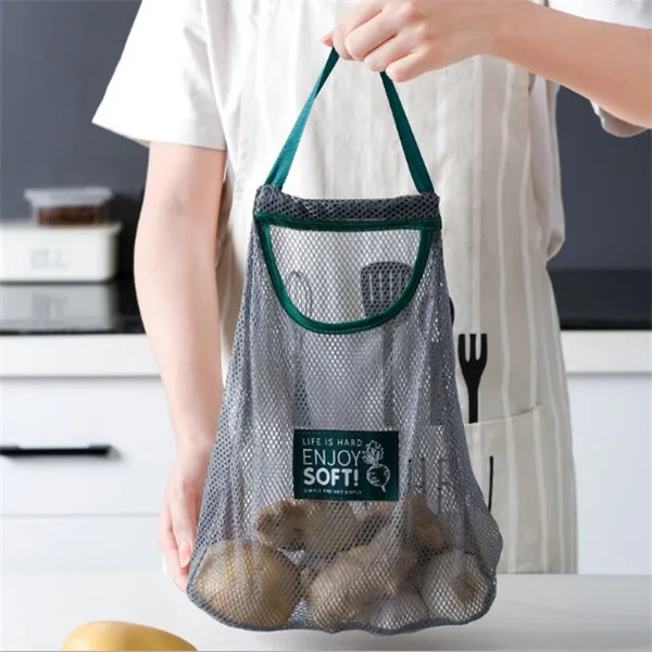 Fruit Vegetable Garlic Onion Hanging Storage Bag Breathable Reusable