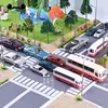 50pcs 1:100 1:150 1:200 scale Miniature Engine Car Diorama Building Garage Scene Street Layout Model Train Railway Accessories 4