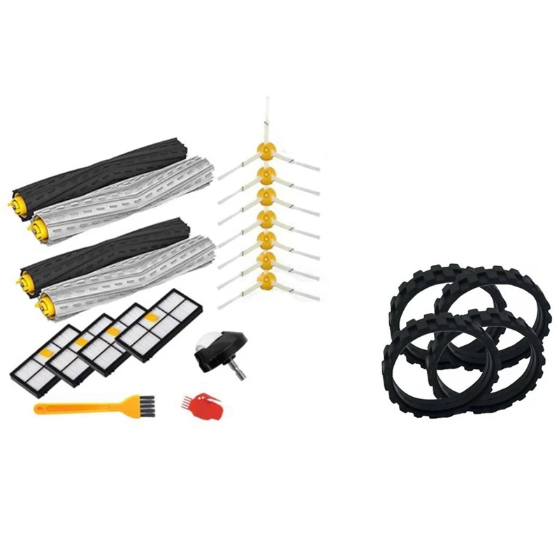 1 Set Brush HEPA Filters Spare Parts Replacement Kit & 4 Pcs Tires For IROBOT ROOMBA Robot Vacuum Cleaner Wheels Series | Бытовая